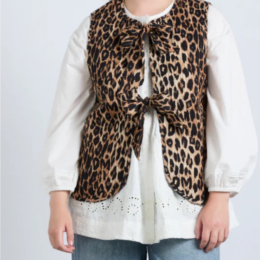 Leopard Print Vest with Bow Ties